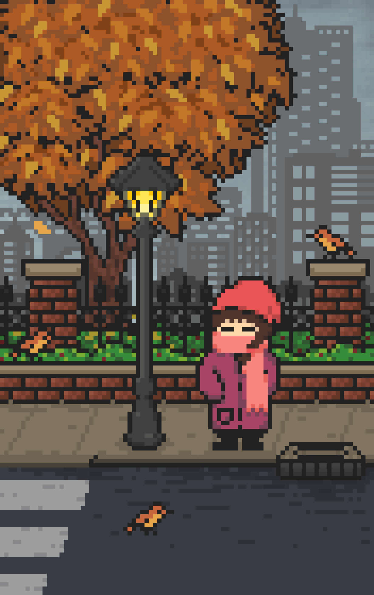 Girl Waiting at bus stop